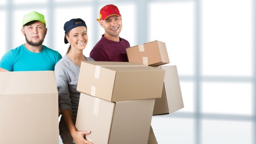 Moving office furniture through a Belsize Park building